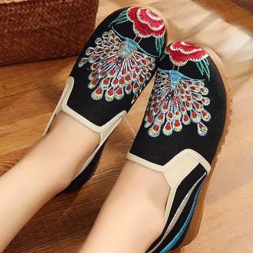 Women Loafers Flower Slip On Comfy Flat Casual Shoes