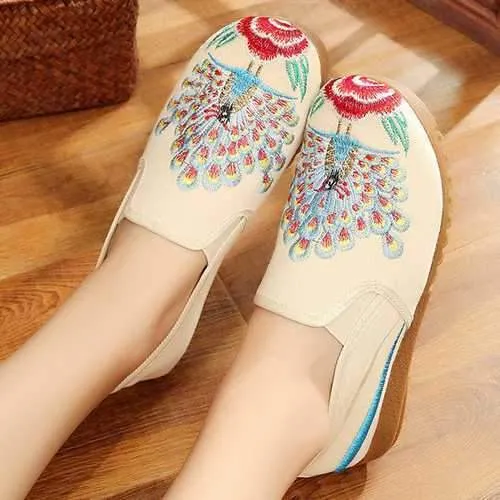 Women Loafers Flower Slip On Comfy Flat Casual Shoes