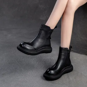 Women Minimalism Leather Casual Ankle Boots