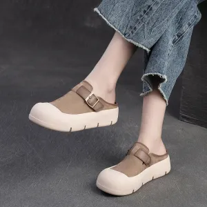 Women Minimalist Leather Soft Flat Casual Mules