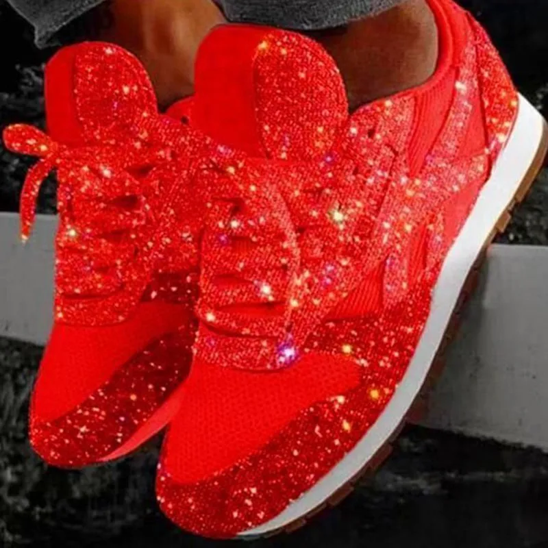 Women Muffin Rhinestone Crystal Platform Sneakers