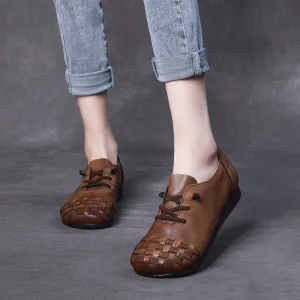 Women Retro Handmade Leather Soft Flats