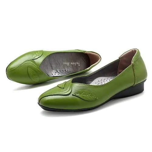 Women Shoes Leaf Comfortable Causal Slip On Flats