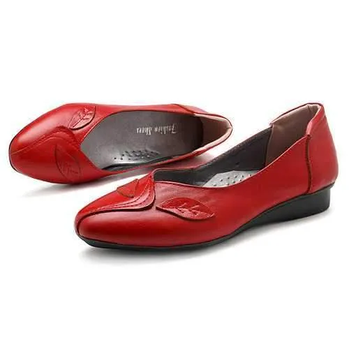 Women Shoes Leaf Comfortable Causal Slip On Flats