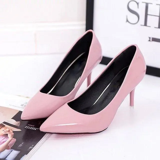 WOMEN SHOES POINTED TOE PUMPS PATENT LEATHER