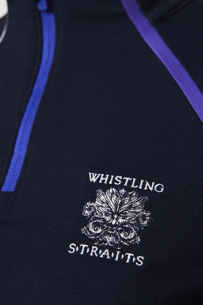 WOMEN&#039;S G/FORE COLOUR BLOCK LUXE STAPLE QUARTER-ZIP. WHISTLING STRAITS® LOGO EXCLUSIVELY.