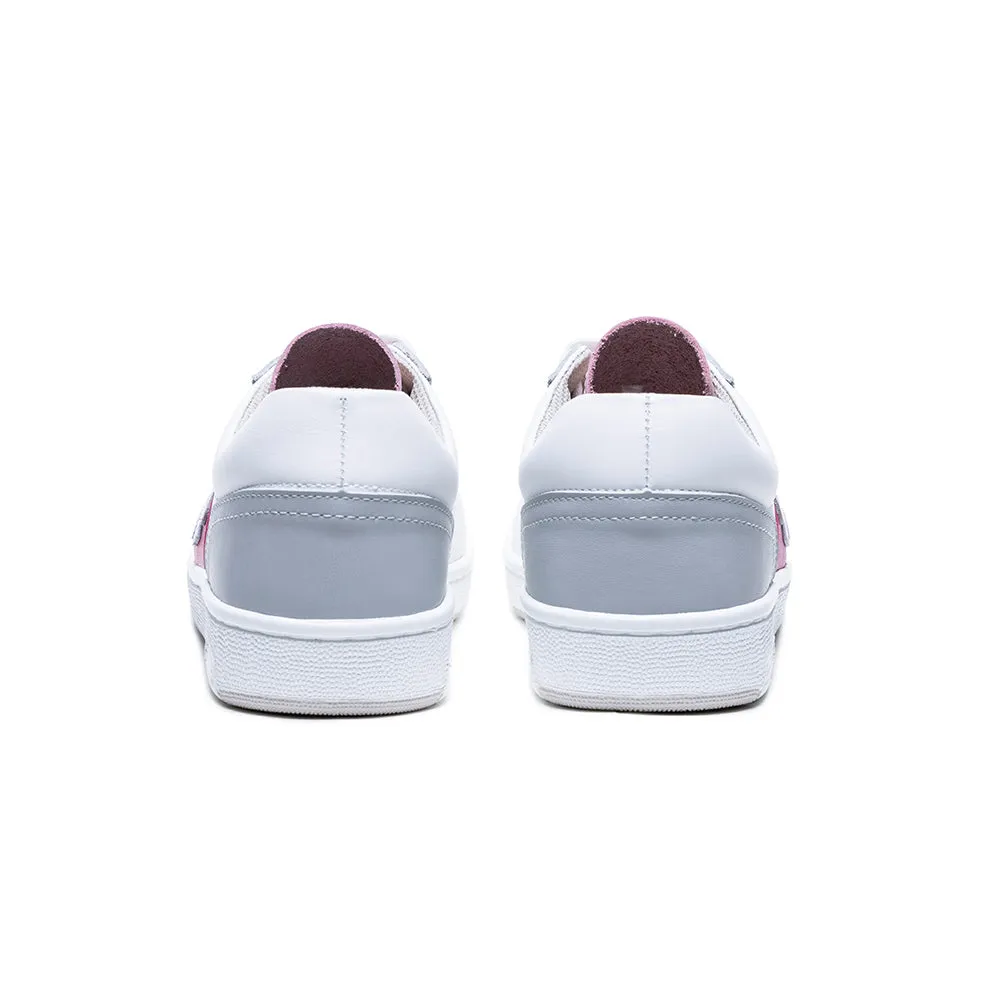 Women's Dreamer White Pink Logo Leather Sneakers 98121-011