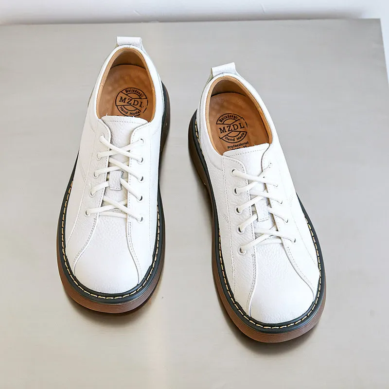 Womens Platform Oxfords Shoes Lace Up Flats Leather Shoes