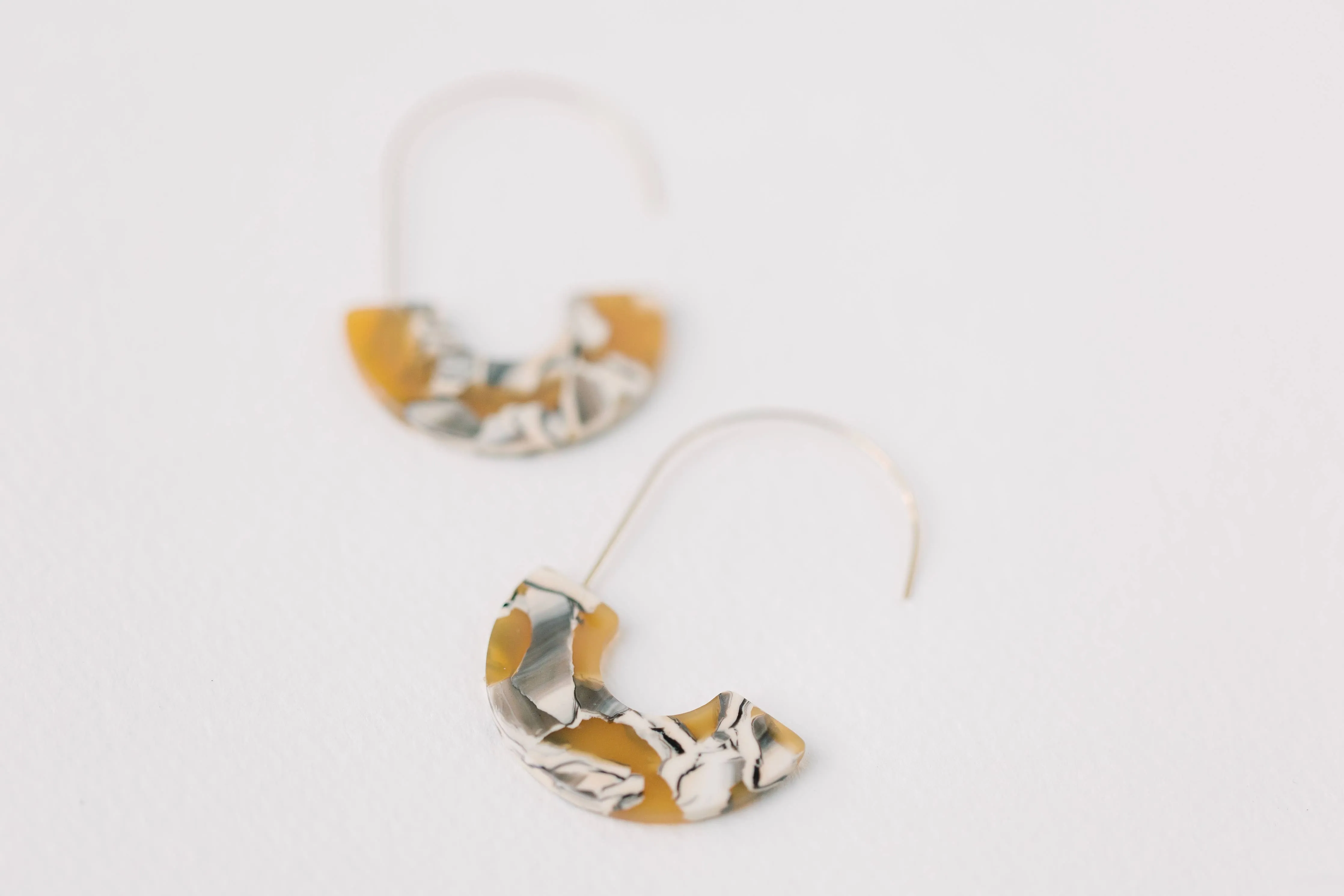 Yellow Marble Statement Threader Earrings